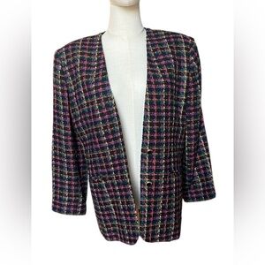 Block Island Vintage Multicolor Colorful Plaid Blazer Sz 8P​​​​